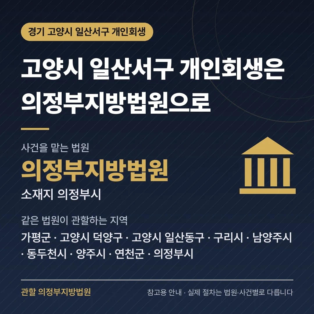 경기 고양시 일산서구 개인회생 관할 법원 — 의정부지방법원 경기 고양시 일산서구 개인회생 관할 법원 — 의정부지방법원